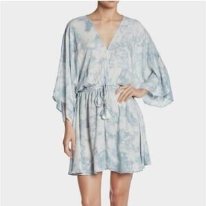 Young Fabulous & Broke YFB Mini Dress Large Blue Tie Dye Fairy Grunge Festival